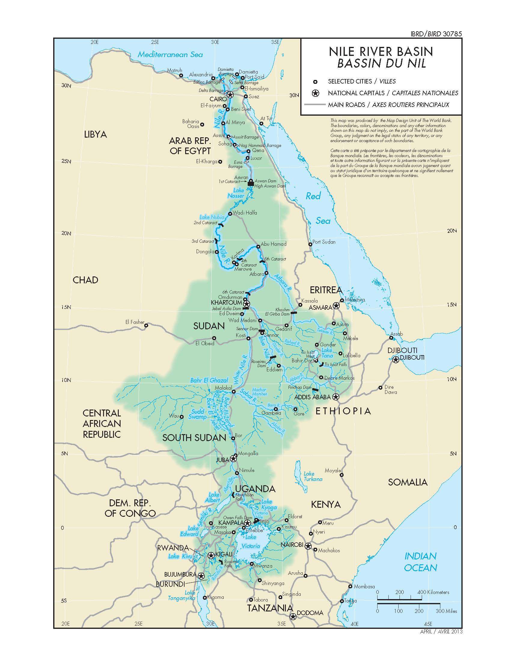 Map of the Nile Basin, World Bank, 2013